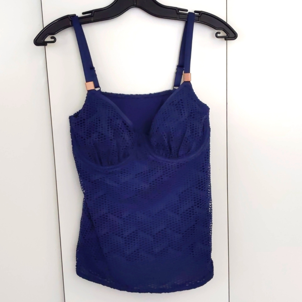 Fantasie Bra Size Crochet Look Tankini Top. Navy. Multiple Sizes.